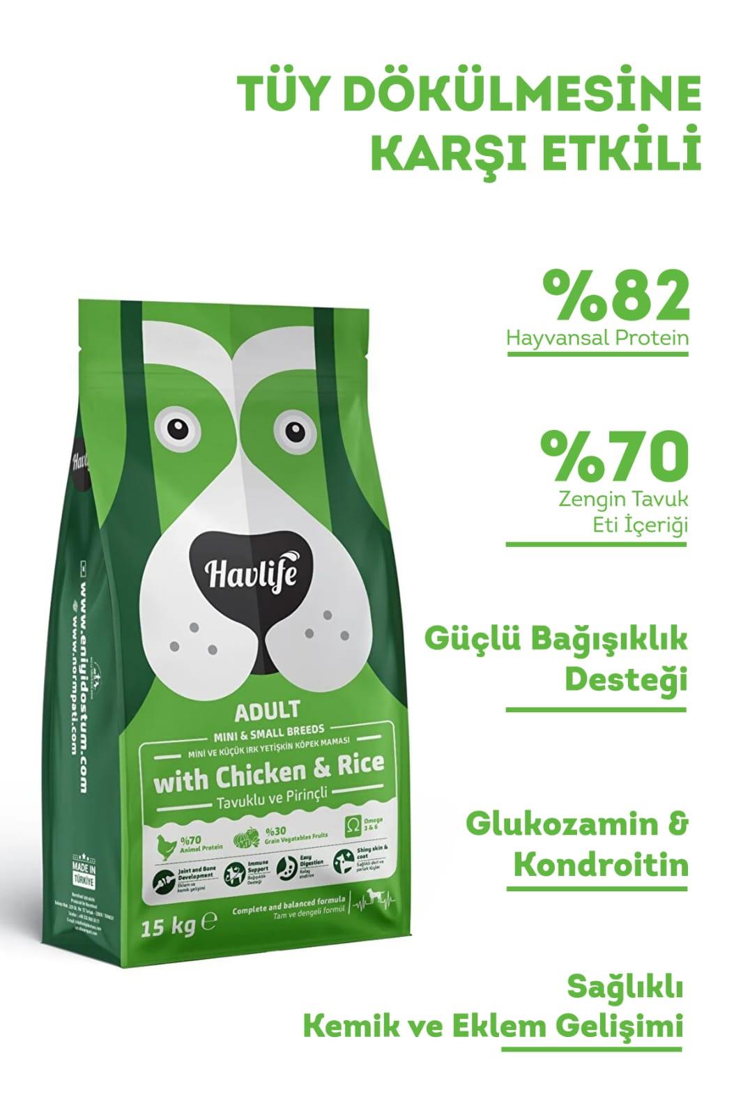 Havlife Mini ve Küçük Irk Tavuklu Yetişkin Köpek Maması 15 kg