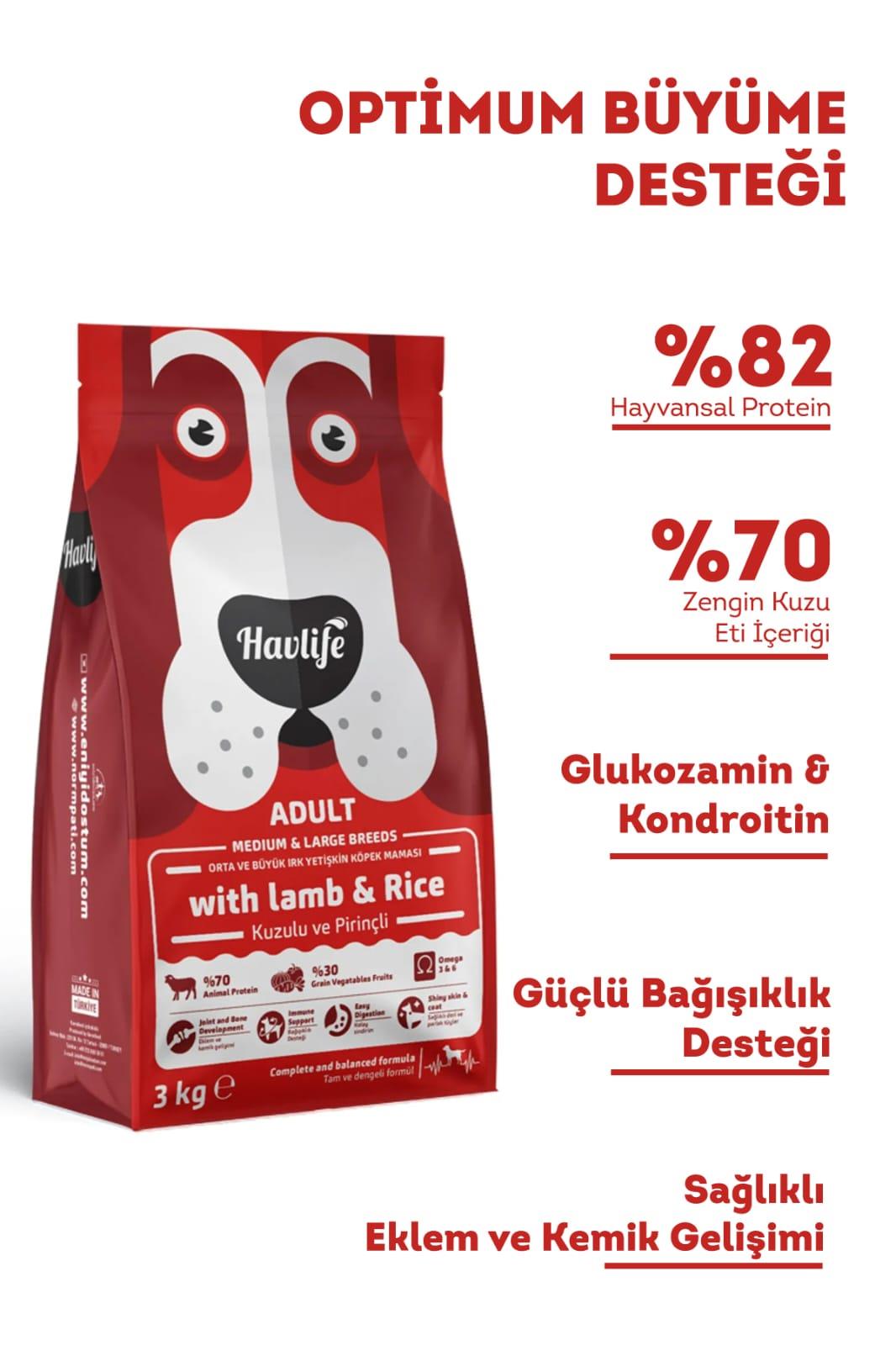 Havlife Orta ve Büyük Irk Kuzulu Yetişkin Köpek Maması 3 kg