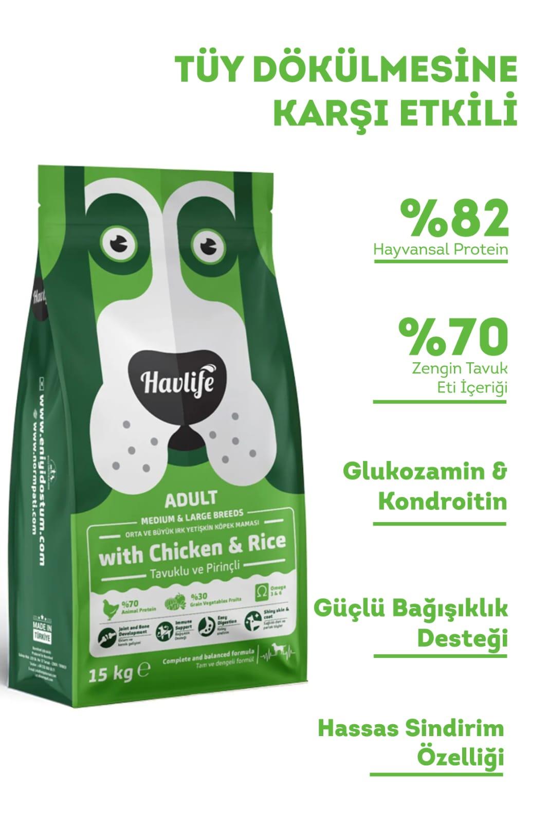 Havlife Orta ve Büyük Irk Tavuklu Yetişkin Köpek Maması 15 kg