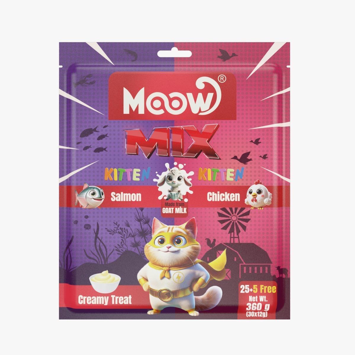 Moow Karışık Somonlu & Tavuklu &  Keçi Sütlü Kitten Krema 30'lu