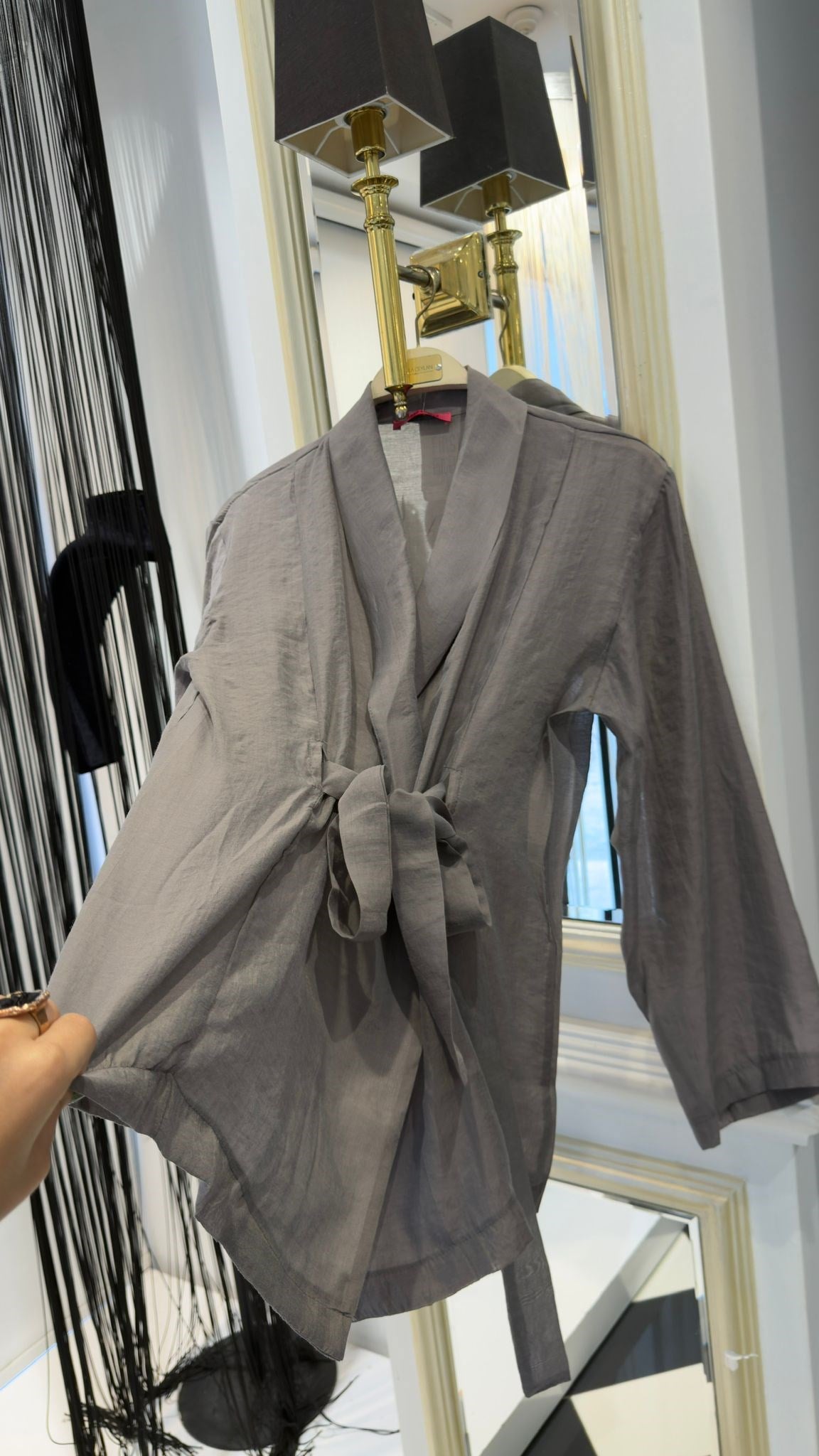 Kuşak Detaylı Keten Kimono