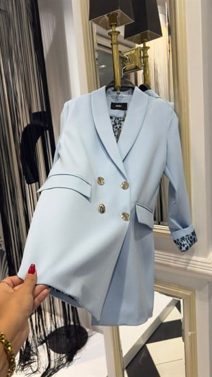 Yaka Astarı Leopar Blazer Ceket