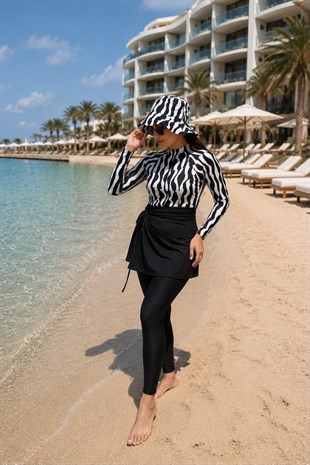 Üç parçalı Zebra Desen Mayo