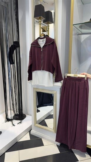 Crop Ceketli Pantolonlu Takım