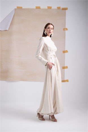 Paça Lastikli Keten Pantalon