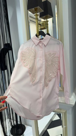 Pul ve İnci Detay Gömlek