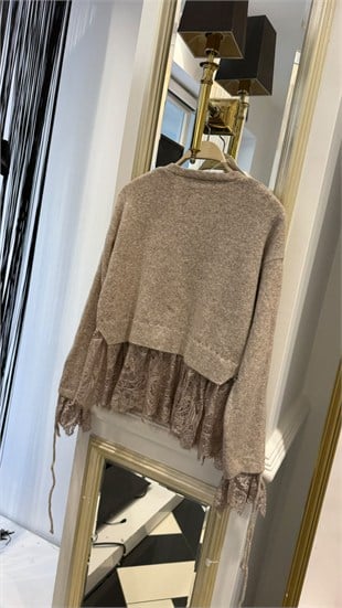 Dantelli Crop Hırka