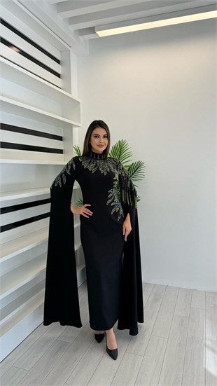 Pelerini Kalem Taşlı Elbise