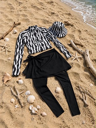 Üç parçalı Zebra Desen Mayo