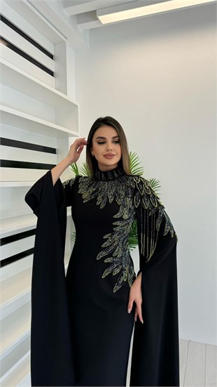 Pelerini Kalem Taşlı Elbise