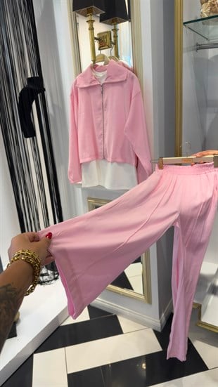 Crop Ceketli Pantalonlu Takım