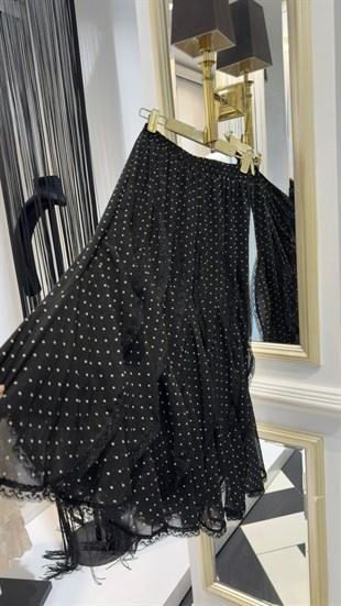 Volan Detay Şifon Etek