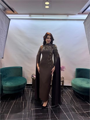Pelerini Kalem Taşlı Elbise