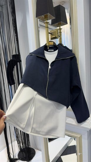 Crop Ceketli Pantolonlu Takım