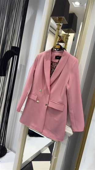 Yaka Astarı Leopar Blazer Ceket