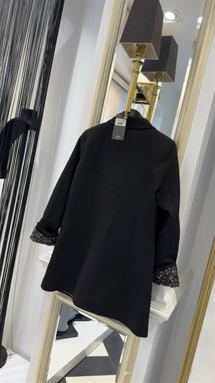 Yaka Astarı Leopar Blazer Ceket