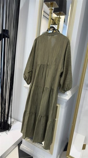 Kırışık Doku Gömlek Elbise