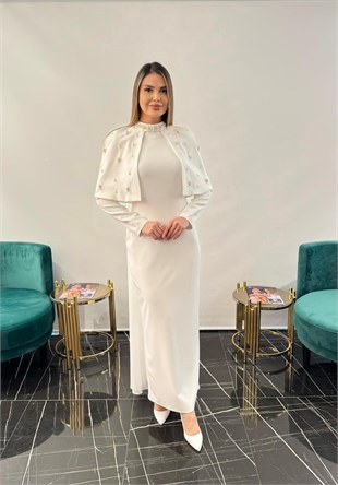 Pelerini Taşlı Kalem Elbise