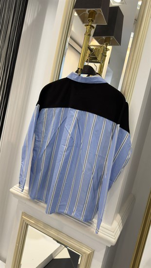 Çizgi Detay Yaka Taş Gömlek