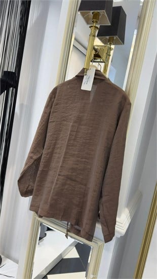 Kuşak Detaylı Keten Kimono