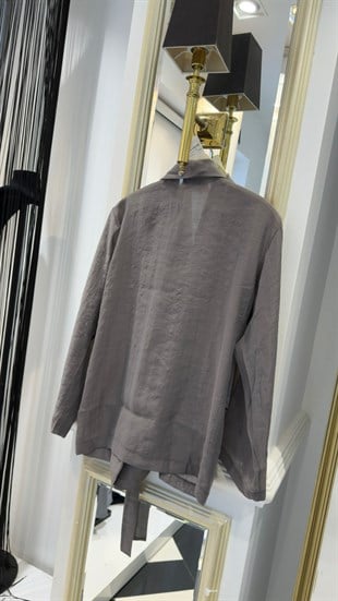 Kuşak Detaylı Keten Kimono