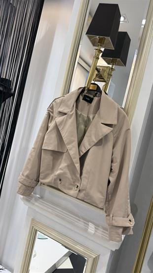 Bel Lastik Kısa Trenç