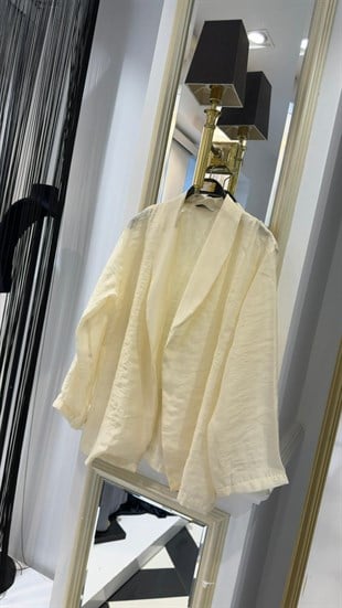 Kuşak Detaylı Keten Kimono