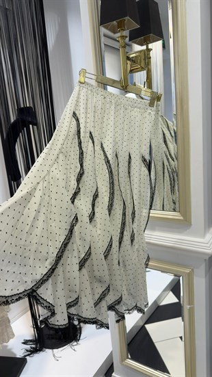 Volan Detay Şifon Etek