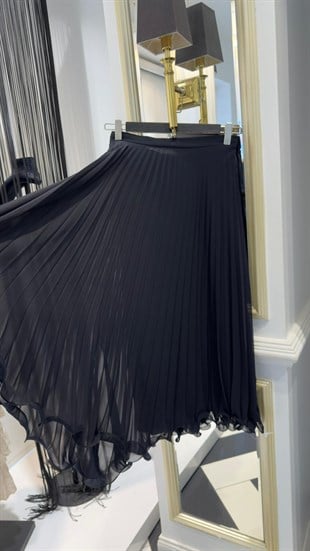 Etek Ucu Volan Detay Şifon Etek