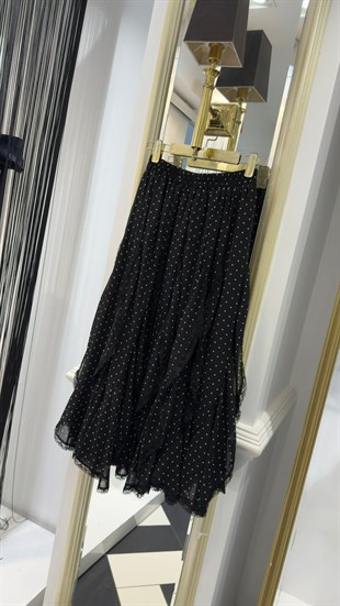 Volan Detay Şifon Etek