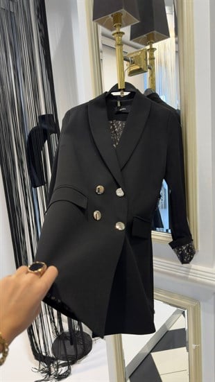 Yaka Astarı Leopar Blazer Ceket