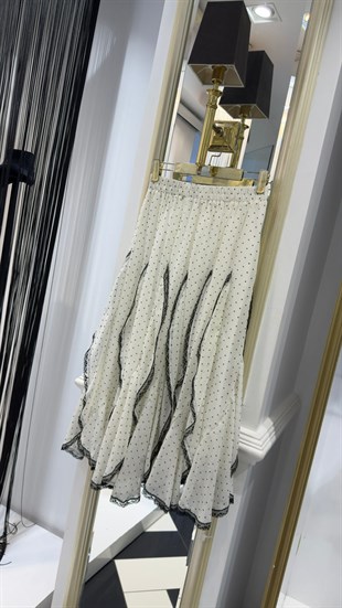 Volan Detay Şifon Etek