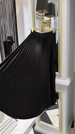 Işıltılı Pileli Etek