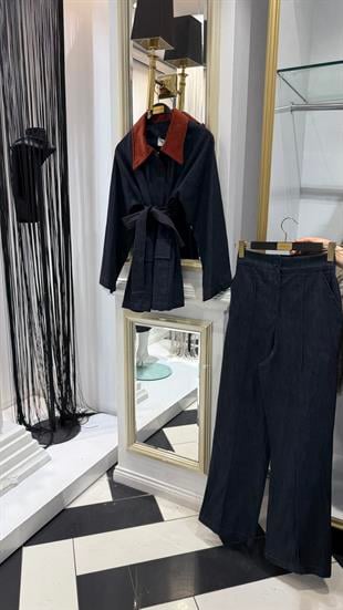 Kadife Yaka Kot Takım