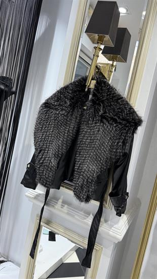 Kürk Yaka Deri Ceket