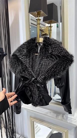 Kürk Yaka Deri Ceket