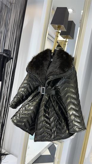 Kürk Yaka Kapitone Mont