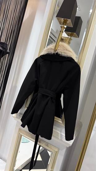 Kürk Yaka Kemerli Ceket