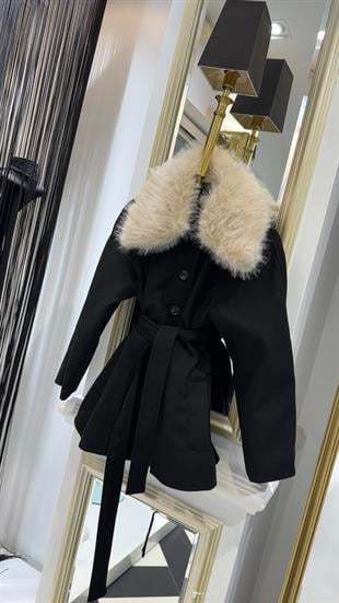 Kürk Yaka Kemerli Ceket