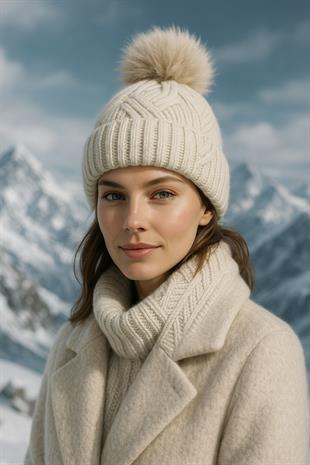 Ponponlu Örgü Desen Bere