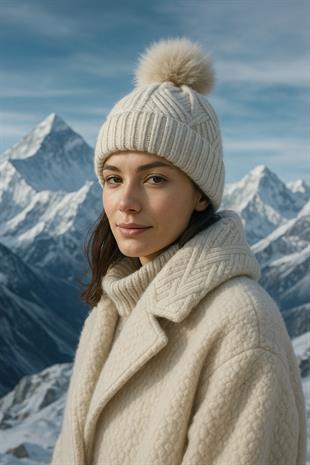 Ponponlu Örgü Desen Bere