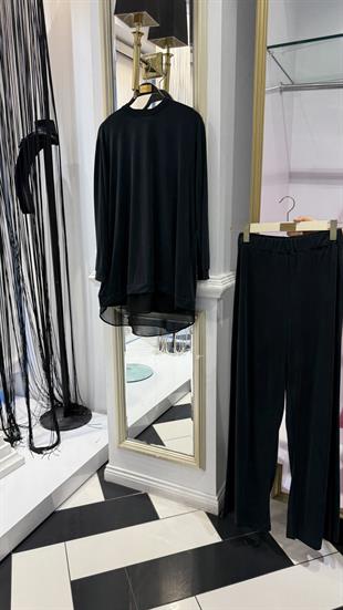 Şifon Detaylı Pantolonlu Takım