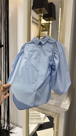 Taşlı Balon Kol Gömlek