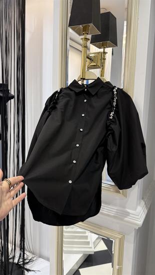 Taşlı Balon Kol Gömlek