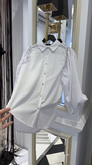 Taşlı Balon Kol Gömlek