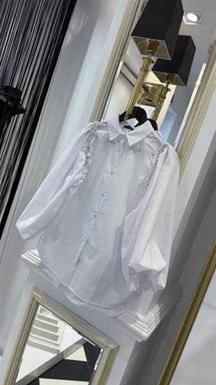 Taşlı Balon Kol Gömlek