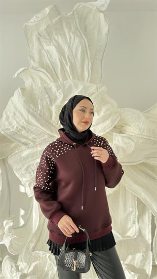 Taşlı Kapüşonlu Sweat