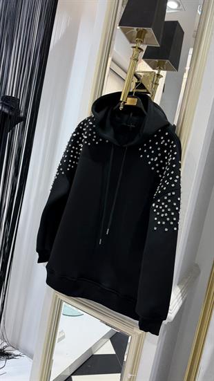 Taşlı Kapüşonlu Sweat