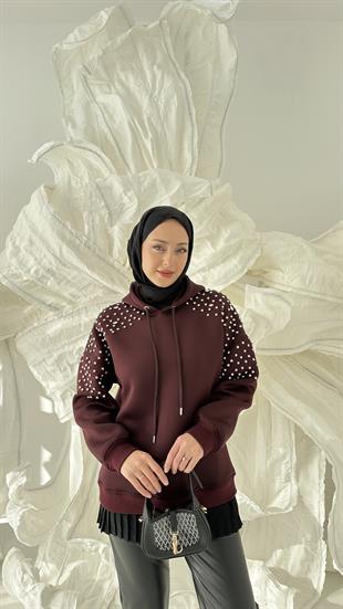 Taşlı Kapüşonlu Sweat
