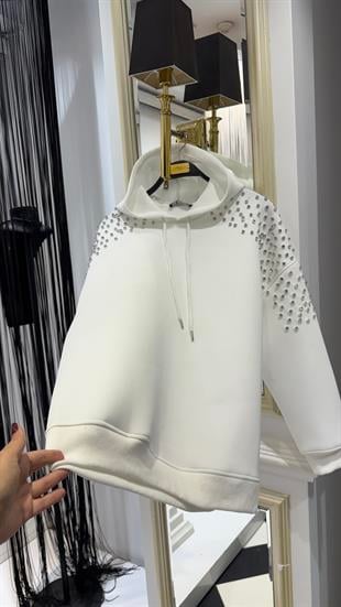 Taşlı Kapüşonlu Sweat